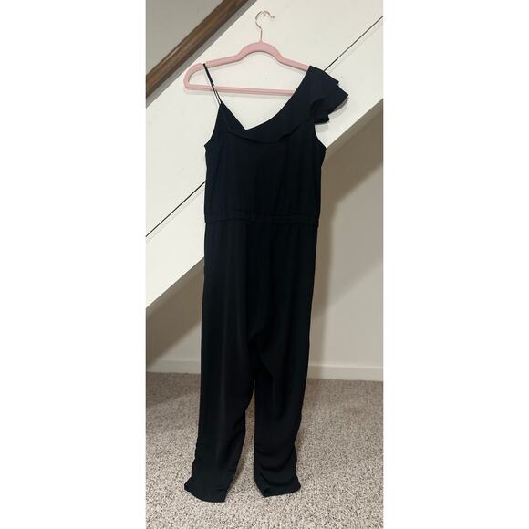 PARKER - Addison Black Sleeveless Ruffle Asymmetrical Jumpsuit Size 2 - Picture 4 of 12
